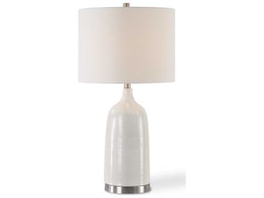 Luxecor Illumination White Brushed Nickel Round Hardback Buffet Lamp LXCW261391