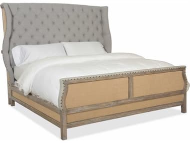Luxe Designs Light Wood Brown Hardwood Upholstered King Panel Bed LXD5951991826MWD99