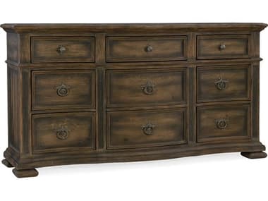 Luxe Designs 72" Wide 9-Drawers Brown Cedar Wood Dresser LXD60618910198MULTI