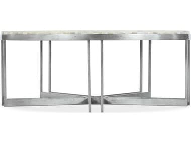 Luxe Designs 42" Round Stone Tumbles White Onyx Pewter Coffee Table LXD613580111110