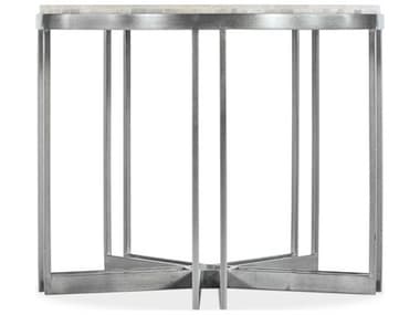 Luxe Designs 28" Round Stone Tumbles White Onyx Pewter End Table LXD613580114110