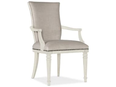 Luxe Designs Solid Wood White Fabric Upholstered Arm Dining Chair LXD61627550011198
