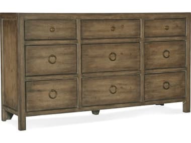 Luxe Designs 68" Wide 9-Drawers Brown Cedar Wood Dresser LXD621690202118811