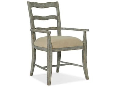 Luxe Designs Oak Wood Gray Fabric Upholstered Arm Dining Chair LXD622675303118910