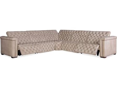 Luxe Designs Reclining 165" Wide Tufted Beige Leather Upholstered Sectional Sofa LXD635G5PS118118