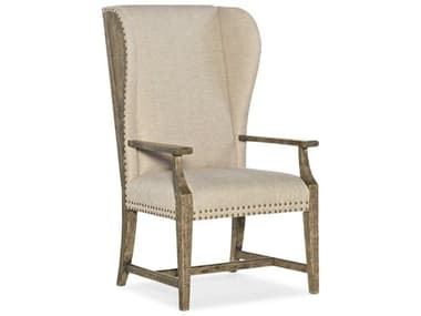 Luxe Designs Hardwood Brown Fabric Upholstered Arm Dining Chair LXD716175500118019