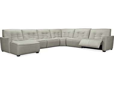 Luxe Designs Reclining " Wide Tufted Gray Leather Upholstered Sectional Sofa LXD756G6LC119405