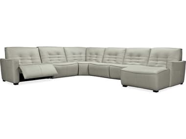 Luxe Designs Reclining " Wide Tufted Gray Leather Upholstered Sectional Sofa LXD756G6RC119405