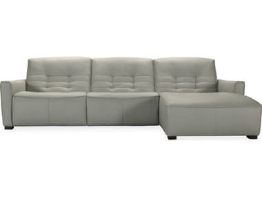 Luxe Designs Reclining 61" Wide Tufted Gray Leather Upholstered Sectional Sofa LXD756RC3119405