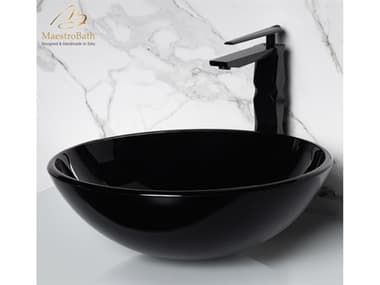 Maestro BathXilofora Round Crystal Bathroom Sink  Black MABSINCIR44BLK