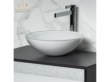 Maestro BathXilofora Round Crystal Bathroom Sink  White MABSINCIR44WHT