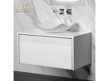 Maestro BathSerafina Modern Single Vanity 32"  Durable Wood And Murano Crystals  White MABVANALB32WHW