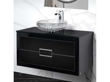 Maestro BathIncantesimo 40" Modern Bathroom Vanity  Black And Silver  Wall-Mounted  Glass Top: Flat MABVANKDANBS10