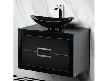 Maestro BathIncantesimo 32" Modern Bathroom Vanity  Black And Silver  Wall-Mounted  Glass Top: Flat MABVANKDANBS8