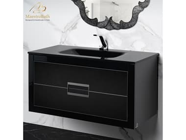 Maestro BathIncantesimo 40" Modern Bathroom Vanity  Black And Silver  Wall-Mounted  Glass Top: Integrated MABVANKDANIBS10
