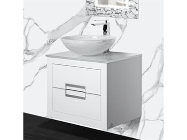 Maestro BathIncantesimo 24" Modern Bathroom Vanity  White And Silver  Wall-Mounted  Glass Top: Flat MABVANKDANWS6