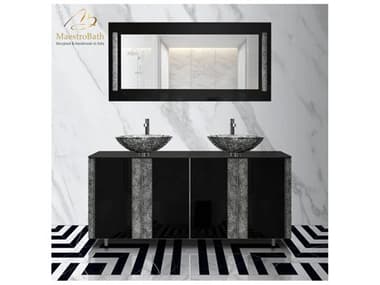 Maestro BathQuiete Principe Luxury Crystal Vetro Double Vanity MABVANPRDGE1BLK