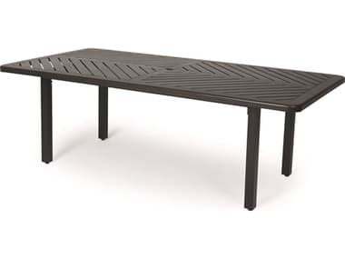 Mallin Trinidad Tables F-top Aluminum 84''W x 42''D Rectangular Dining Table with Umbrella Hole MALB3784F284U