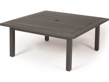 Mallin Trinidad Aluminum 42'' Square W-Wood Grain Top Coffee Table with Umbrella MALBC3742W142U