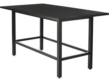 Mallin Trinidad Tables W-top 72'' Aluminum Rectangular Umbrella Hole Counter Table MALBD3772W272U