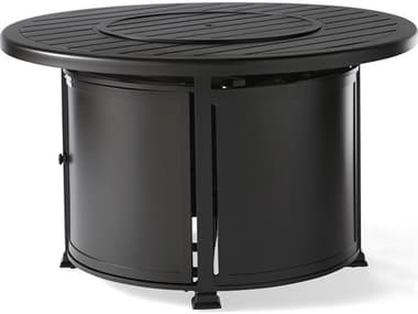 Mallin Pasa Robles Aluminum 42'' Wide Round F-Slatted Top Chat Height Fire Pit Table MALLF042SF042F