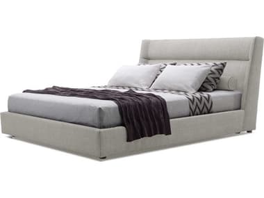 Mobital Cove Heather Grey Chenille Wood King Platform Bed MBBEDCOVEHEATKING