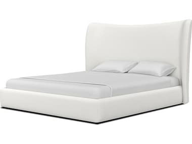 Mobital Rowe White Upholstered King Platform Bed MBBEDROWEWHITKING