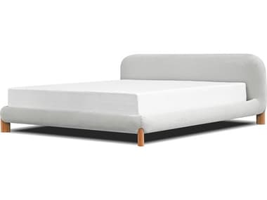 Mobital Rubble White Pine Wood Upholstered King Platform Bed MBBEDRUBBCRLAKING