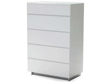 Mobital Savvy High Gloss White Five-Drawer Chest of Drawers MBCH5SAVVWHIT