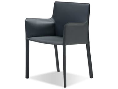 Mobital Fleur Gray Leather Arm Dining Chair MBDARFLEUGREY