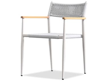 Mobital Kochi Alder Wood White Upholstered Arm Dining Chair MBDARKOCHSANDTEAK