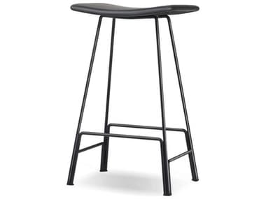 Mobital Canaria Leather Upholstered Black Bar Stool MBDBSCANABLLEPCBLA