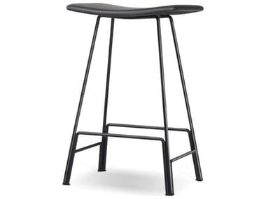 Mobital Canaria Leather Upholstered Black Counter Stool MBDCSCANABLLEPCBLA