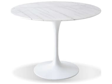 Mobital Beauty 40" Round Carrera Marble Matte White Dining Table MBDTABEAUCARRMAROU