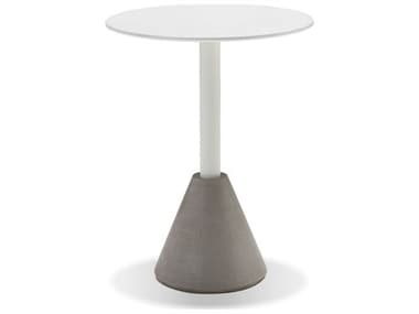 Mobital Cayo 23" Round Metal White Concrete Dining Table MBDTACAYOWHIT