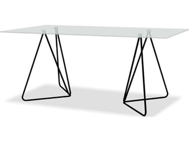 Mobital Papillon Rectangular Glass Black Dining Table MBDTAPAPICLEABLACK