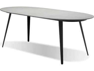 Mobital Tulum Oval Concrete Grey Black Galvanized Steel Dining Table MBDTATULUGREYBLACK