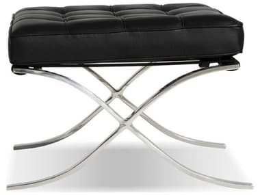 Mobital Metropolis Black Silver Leather Ottoman MBLOTMETRBLAC12MM