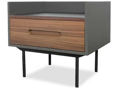 Mobital Slater 1-Drawer Brown Walnut Wood Nightstand MBNIGSLATWALNPCBLA