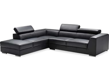 Mobital Icon 110" Wide Leather Upholstered Sectional Sofa MBSELICONBLACPREMI