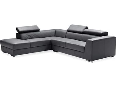 Mobital Icon 110" Wide Gray Leather Upholstered Sectional Sofa MBSELICONDGREPREMI