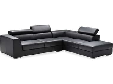 Mobital Icon 110" Wide Leather Upholstered Sectional Sofa MBSERICONBLACPREMI