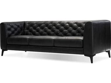 Mobital Dalton 90" Antique Black Leather Upholstered Sofa MBSOFDALTBLVIPCBLA