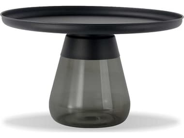 Mobital Duverre 27" Round Metal Matte Black Smoke Coffee Table MBWCODUVEMBLASMOK