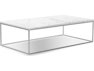 Mobital Onix 56" Rectangular Marble White Coffee Table MBWCOONIXWHBSRE2PC