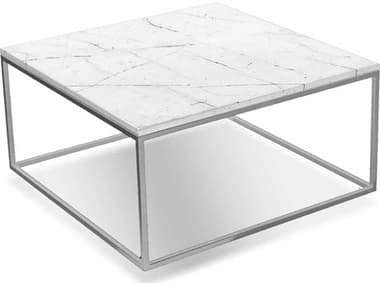 Mobital Onix 30" Square Marble White Coffee Table MBWCOONIXWHBSSQ2PC