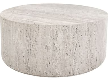 Mobital Post Round Stone Coffee Table MBWCOPOSTWHSSLARGE