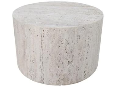 Mobital Post Round Stone Coffee Table MBWCOPOSTWHSSMEDIU