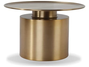 Mobital Rook 25" Round Metal Brass Antique Aluminum Coffee Table MBWCOROOKBRAS