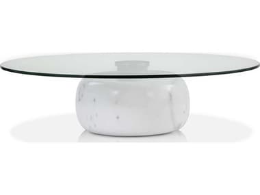 Mobital Skip Round Clear Glass White Marble Coffee Table MBWCOSKIPCLEAWHITE